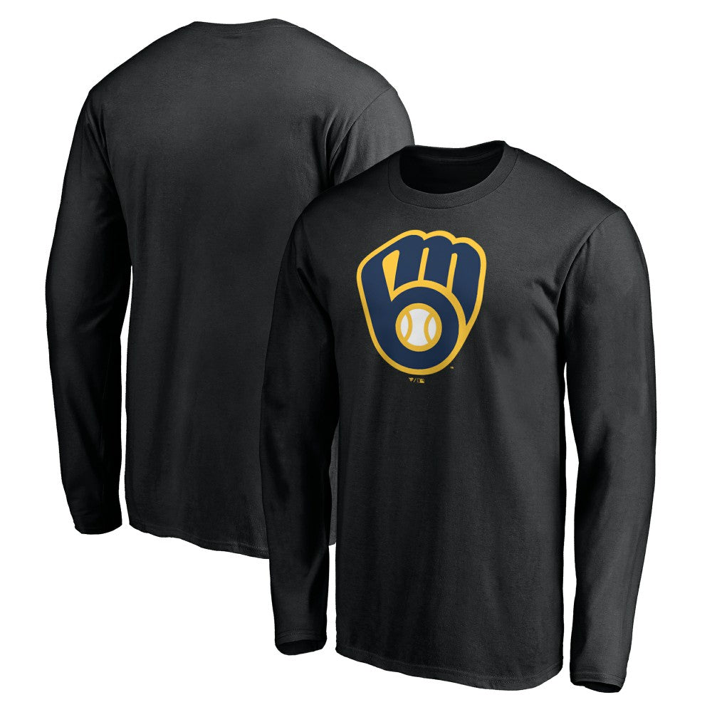 Milwaukee Brewers Team Logo Long Sleeve T-Shirt - Black T-shirts
