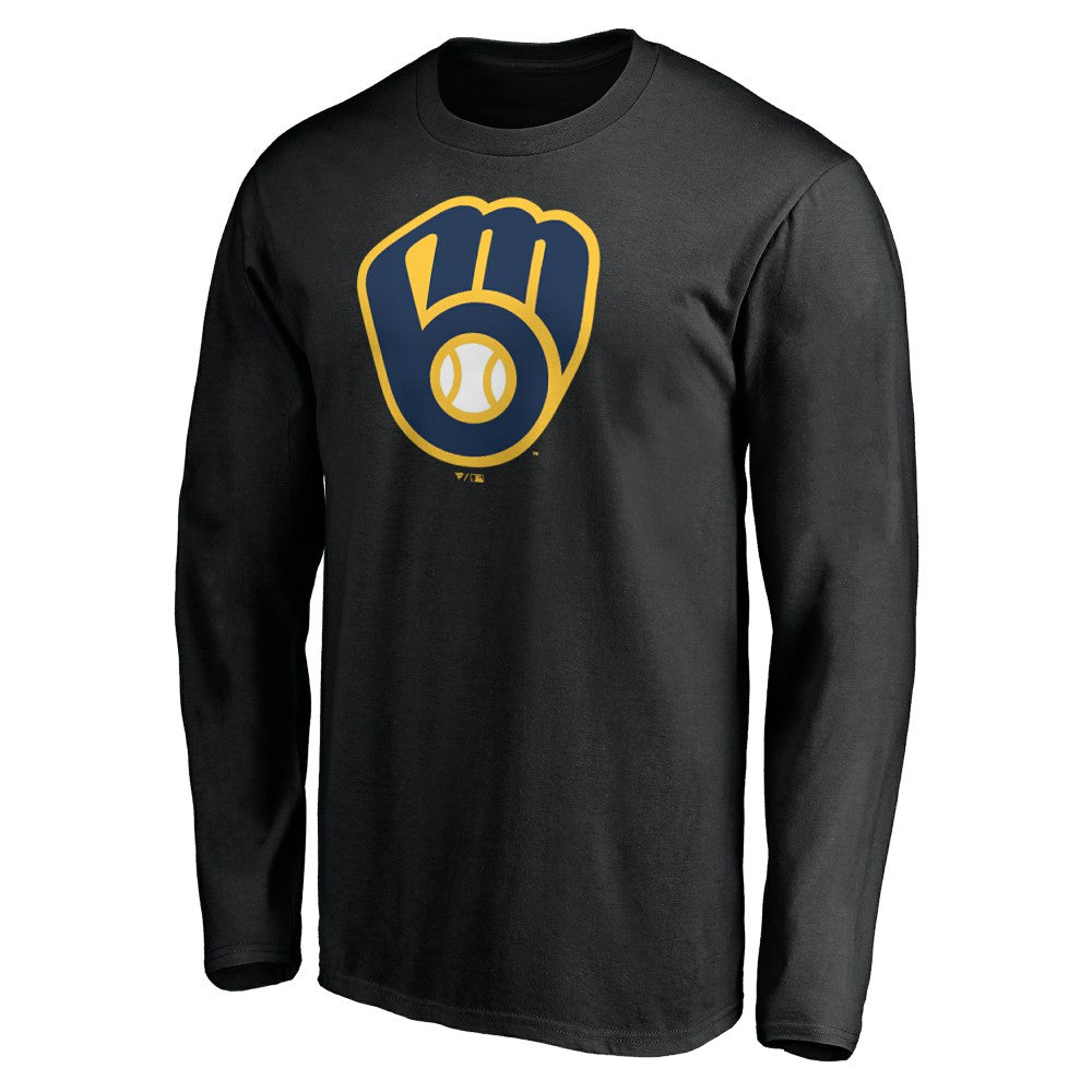 Milwaukee Brewers Team Logo Long Sleeve T-Shirt - Black T-shirts
