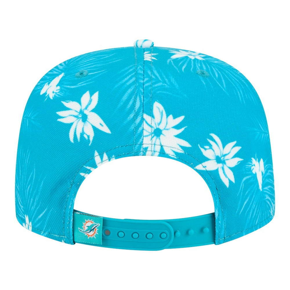 Miami Dolphins New Era Palm Print A-Frame 9FIFTY Snapback Hat Aqua