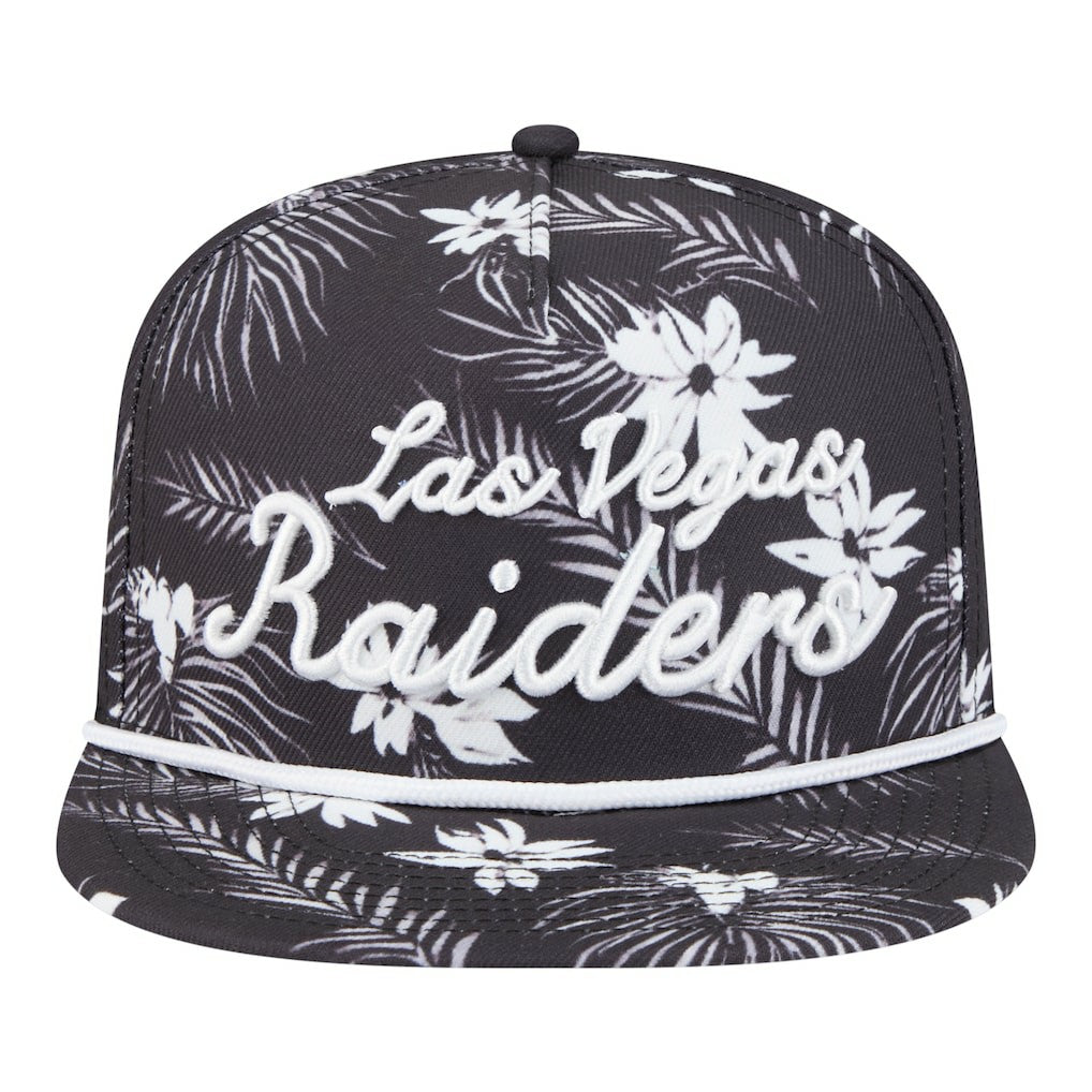 Las Vegas Raiders New Era Palm Print A-Frame 9FIFTY Snapback Hat Black