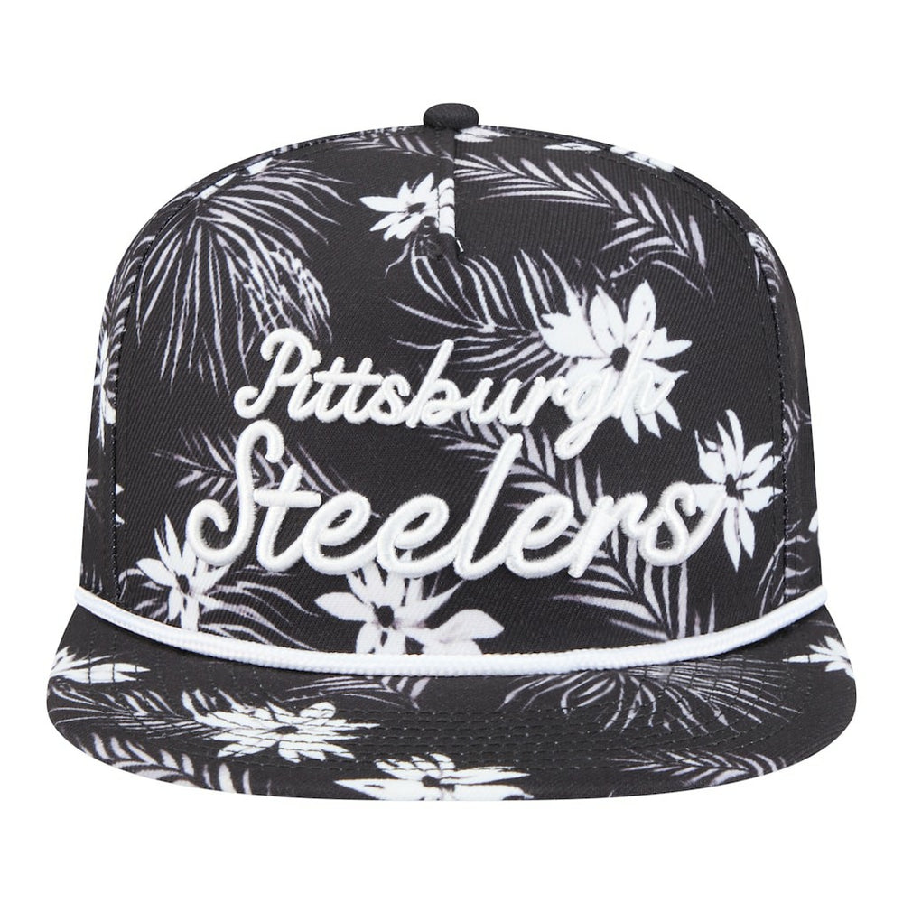 Pittsburgh Steelers New Era Palm Print A-Frame 9FIFTY Snapback Hat Black