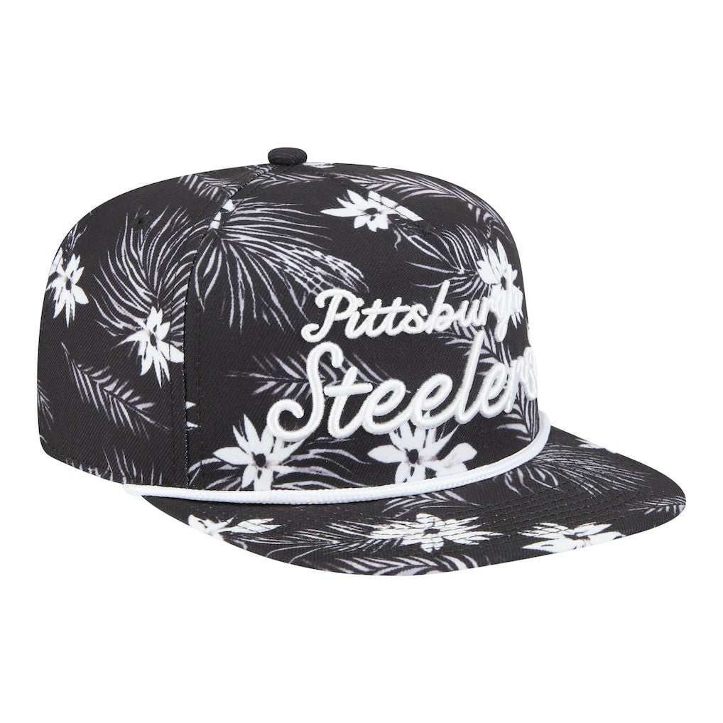Pittsburgh Steelers New Era Palm Print A-Frame 9FIFTY Snapback Hat Black