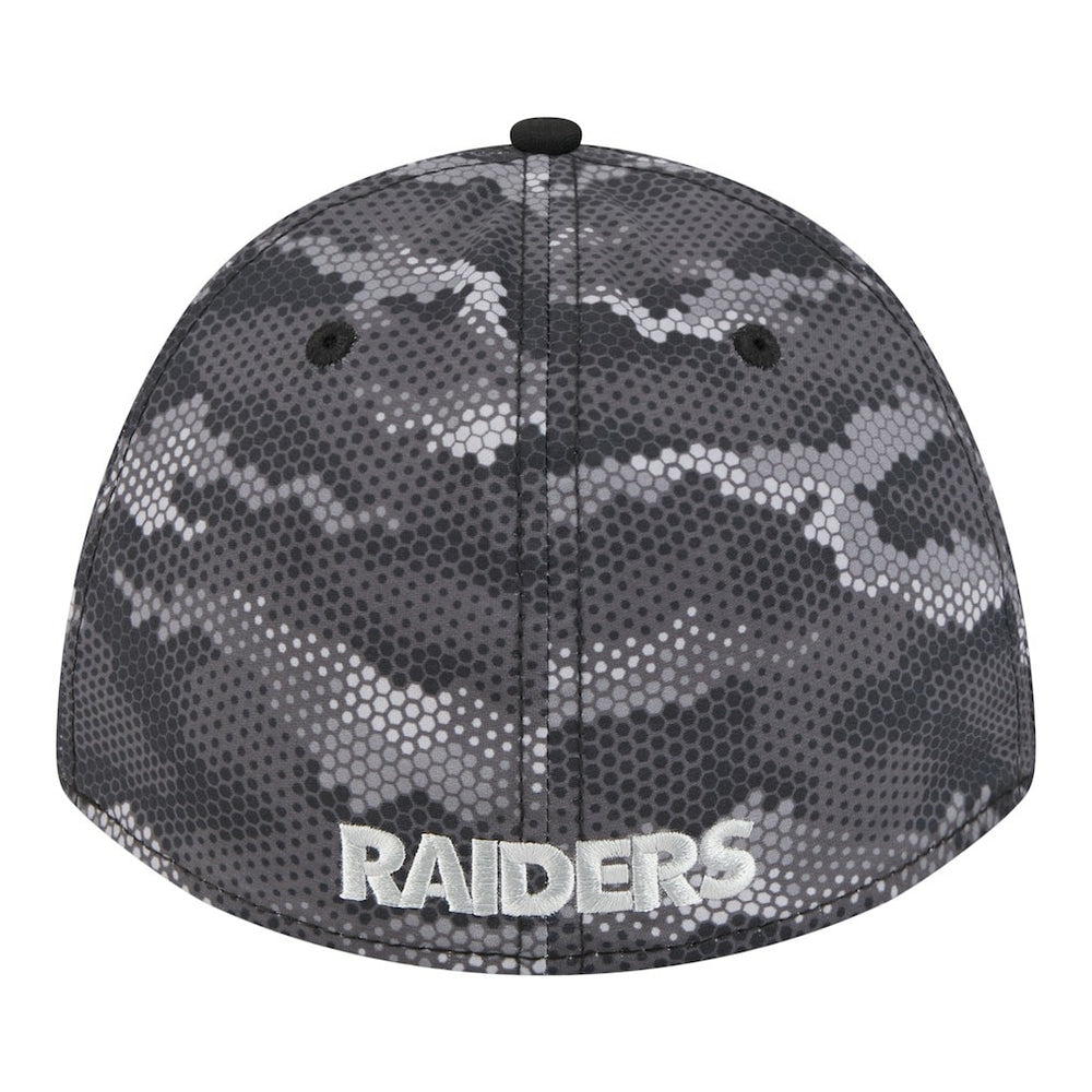 Las Vegas Raiders New Era Camo A-Frame 39THIRTY Flex Hat Black