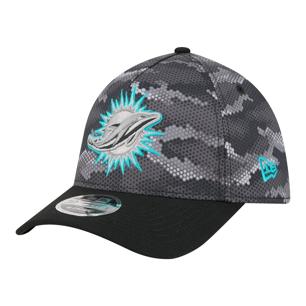 Miami Dolphins New Era Camo A-Frame 39THIRTY Flex Hat Black