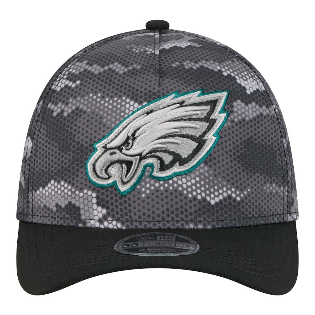 Philadelphia Eagles New Era Camo A-Frame 39THIRTY Flex Hat Black