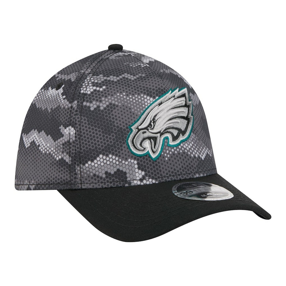 Philadelphia Eagles New Era Camo A-Frame 39THIRTY Flex Hat Black