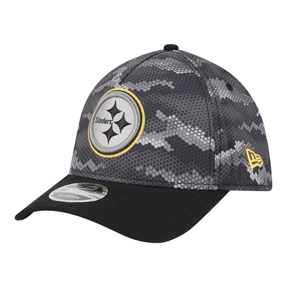 Pittsburgh Steelers New Era Camo A-Frame 39THIRTY Flex Hat Black