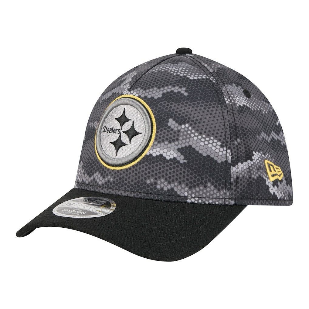 Pittsburgh Steelers New Era Camo A-Frame 39THIRTY Flex Hat Black