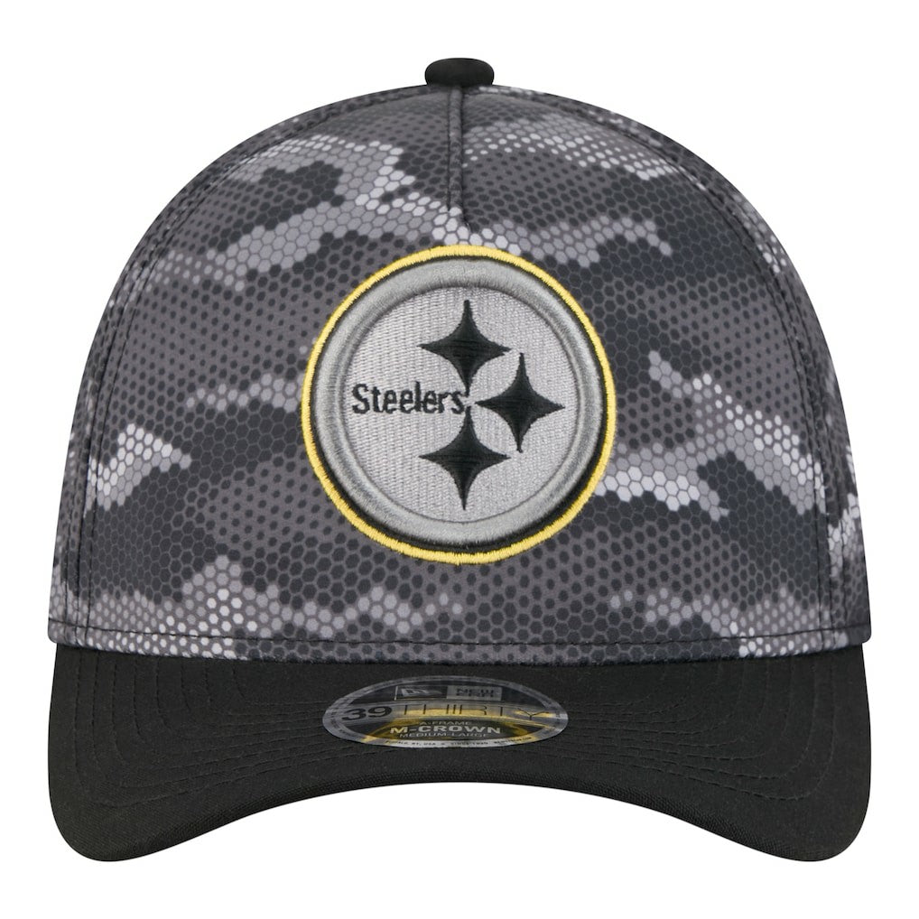 Pittsburgh Steelers New Era Camo A-Frame 39THIRTY Flex Hat Black
