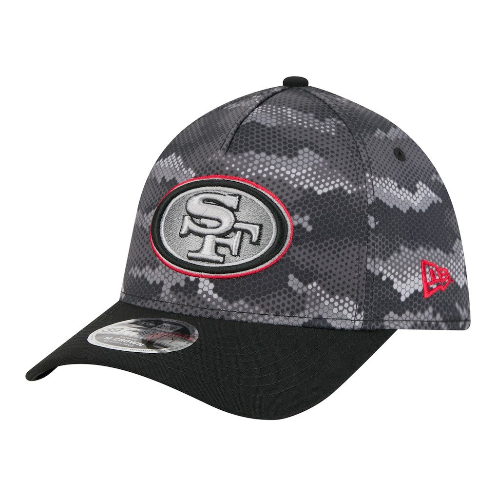 San Francisco 49ers New Era Camo A-Frame 39THIRTY Flex Hat Black