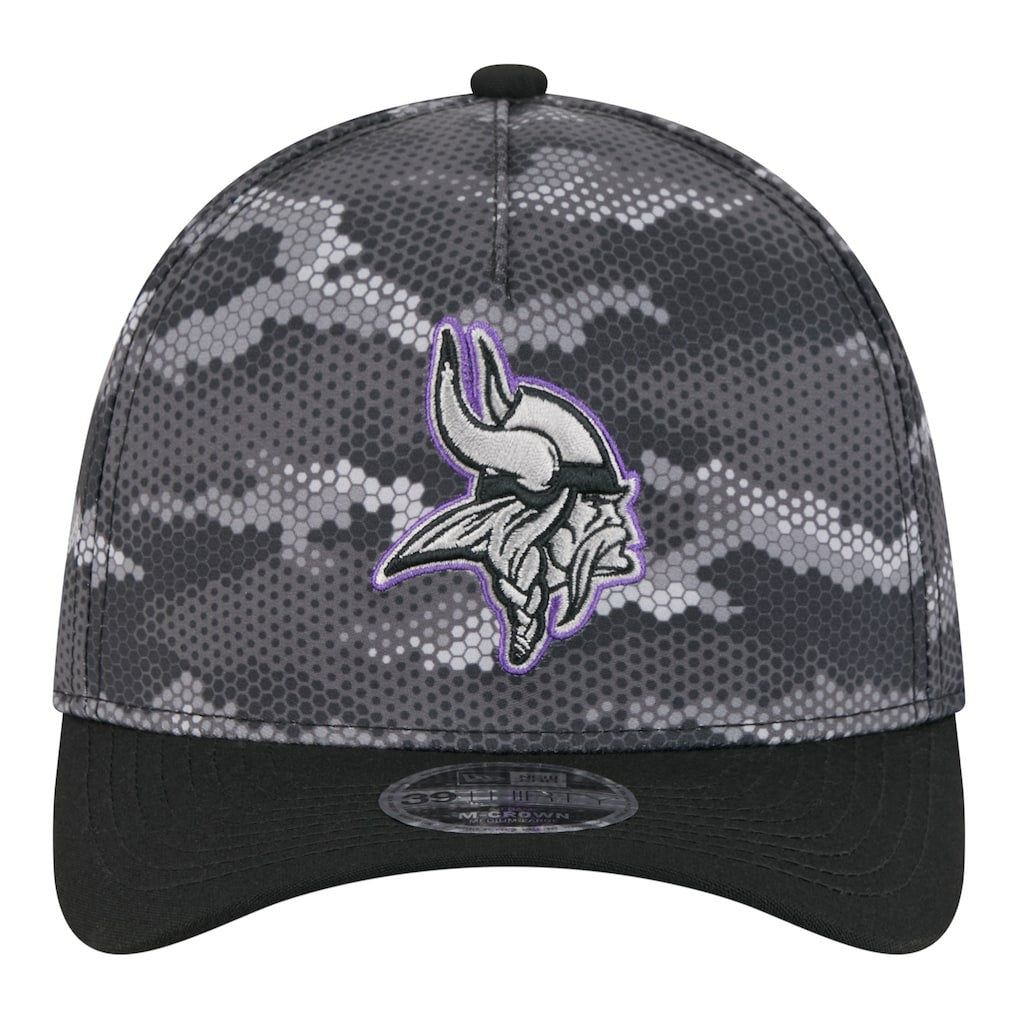 Minnesota Vikings New Era Camo A-Frame 39THIRTY Flex Hat Black