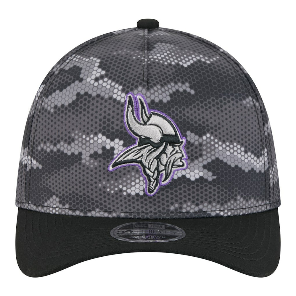 Minnesota Vikings New Era Camo A-Frame 39THIRTY Flex Hat Black