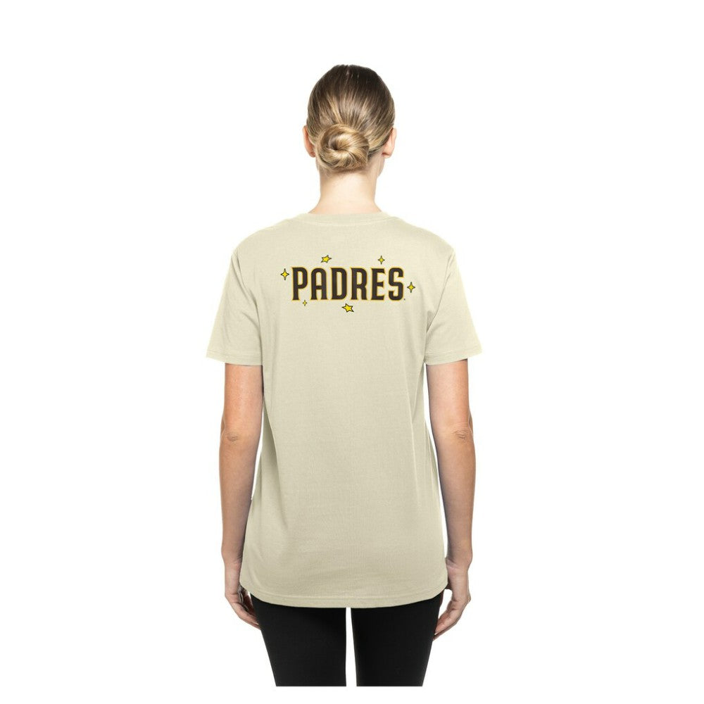 San Diego Padres New Era Women's Stars & Cap T-Shirt - Cream T-shirts