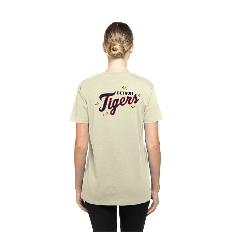 Detroit Tigers New Era Women's Stars & Cap T-Shirt - Cream T-shirts