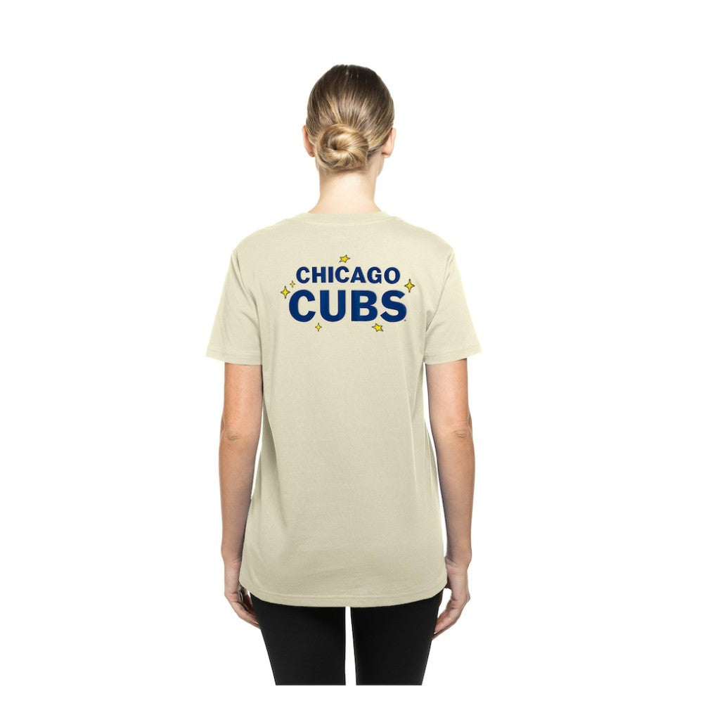 Chicago Cubs New Era Women's Stars & Cap T-Shirt - Cream T-shirts