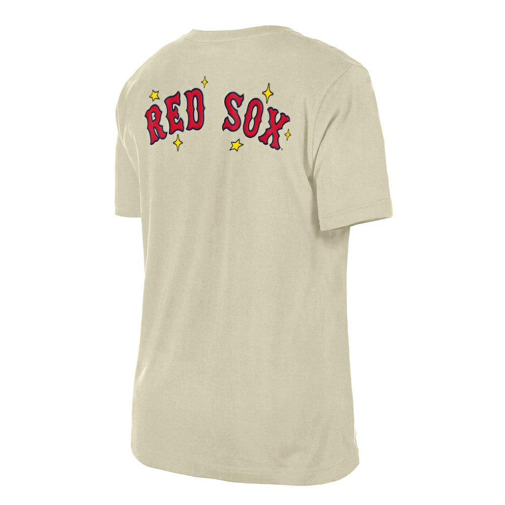 Boston Red Sox New Era Women's Stars & Cap T-Shirt - Cream T-shirts