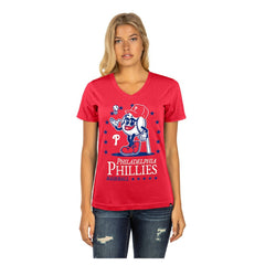 Philadelphia Phillies New Era Women's Little Miss 2 V-Neck T-Shirt - Red T-shirts
