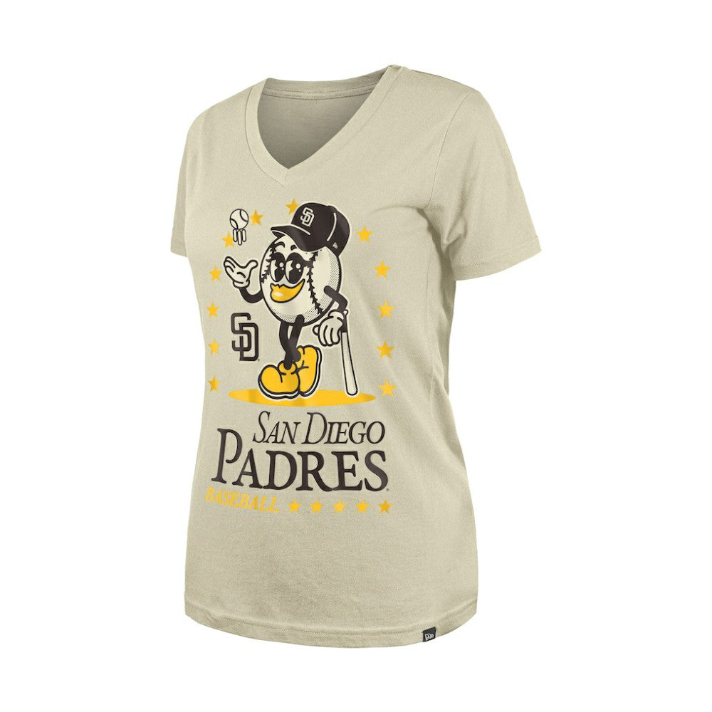 San Diego Padres New Era Women's Little Miss 2 V-Neck T-Shirt - Sand T-shirts