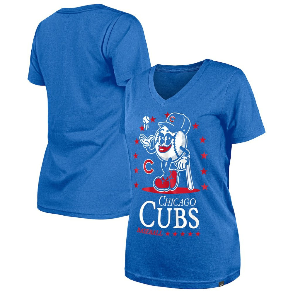 Chicago Cubs New Era Women's Little Miss 2 V-Neck T-Shirt - Royal T-shirts