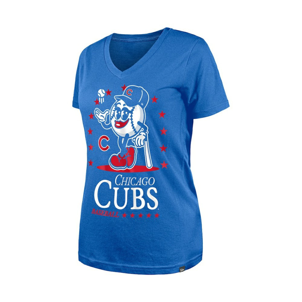 Chicago Cubs New Era Women's Little Miss 2 V-Neck T-Shirt - Royal T-shirts