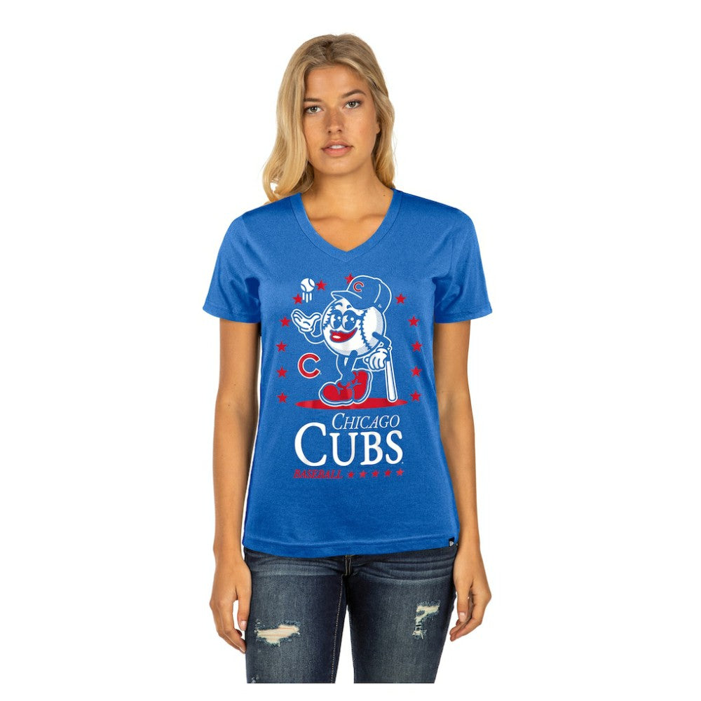 Chicago Cubs New Era Women's Little Miss 2 V-Neck T-Shirt - Royal T-shirts