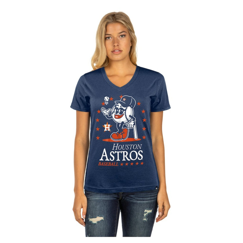 Houston Astros New Era Women's Little Miss 2 V-Neck T-Shirt - Navy T-shirts