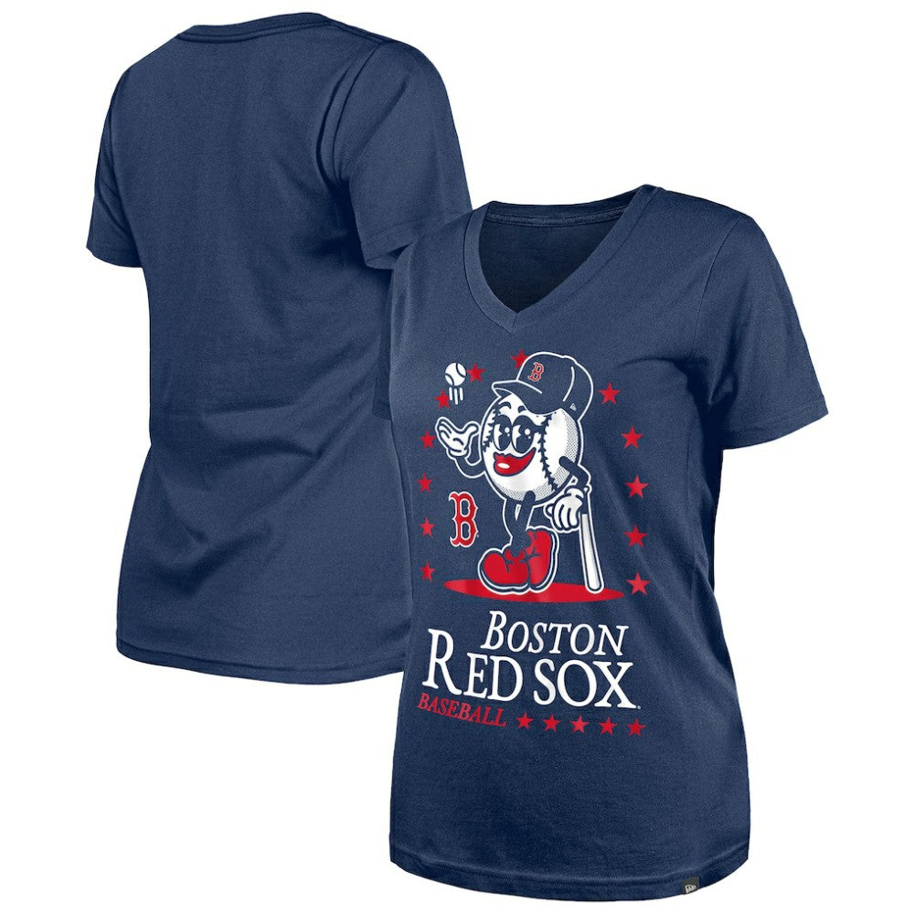 Boston Red Sox New Era Women's Little Miss 2 V-Neck T-Shirt - Navy T-shirts