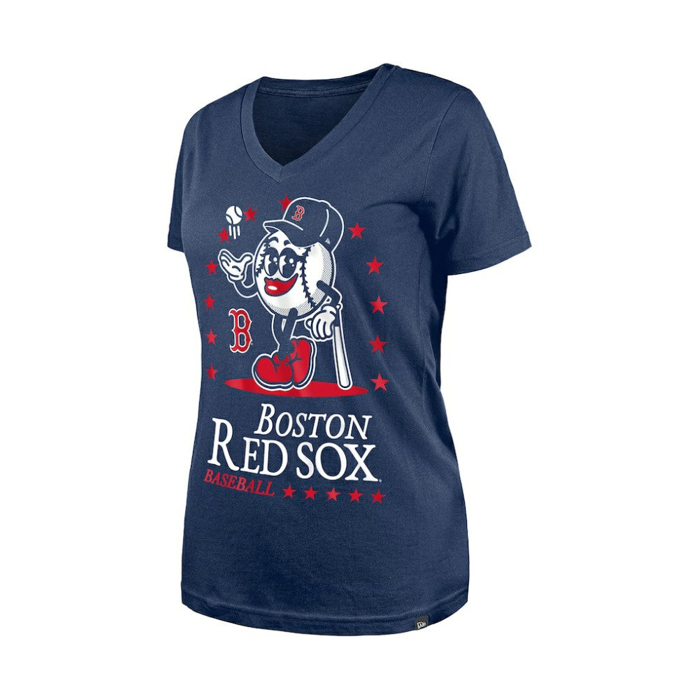 Boston Red Sox New Era Women's Little Miss 2 V-Neck T-Shirt - Navy T-shirts
