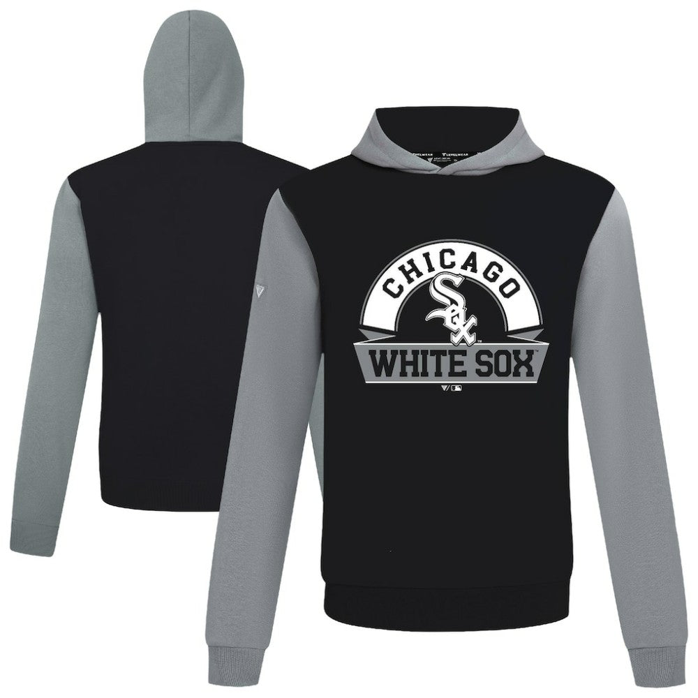 Chicago White Sox Levelwear Throwback Ultimate Banner Arch Hoodie - Black Hoodies