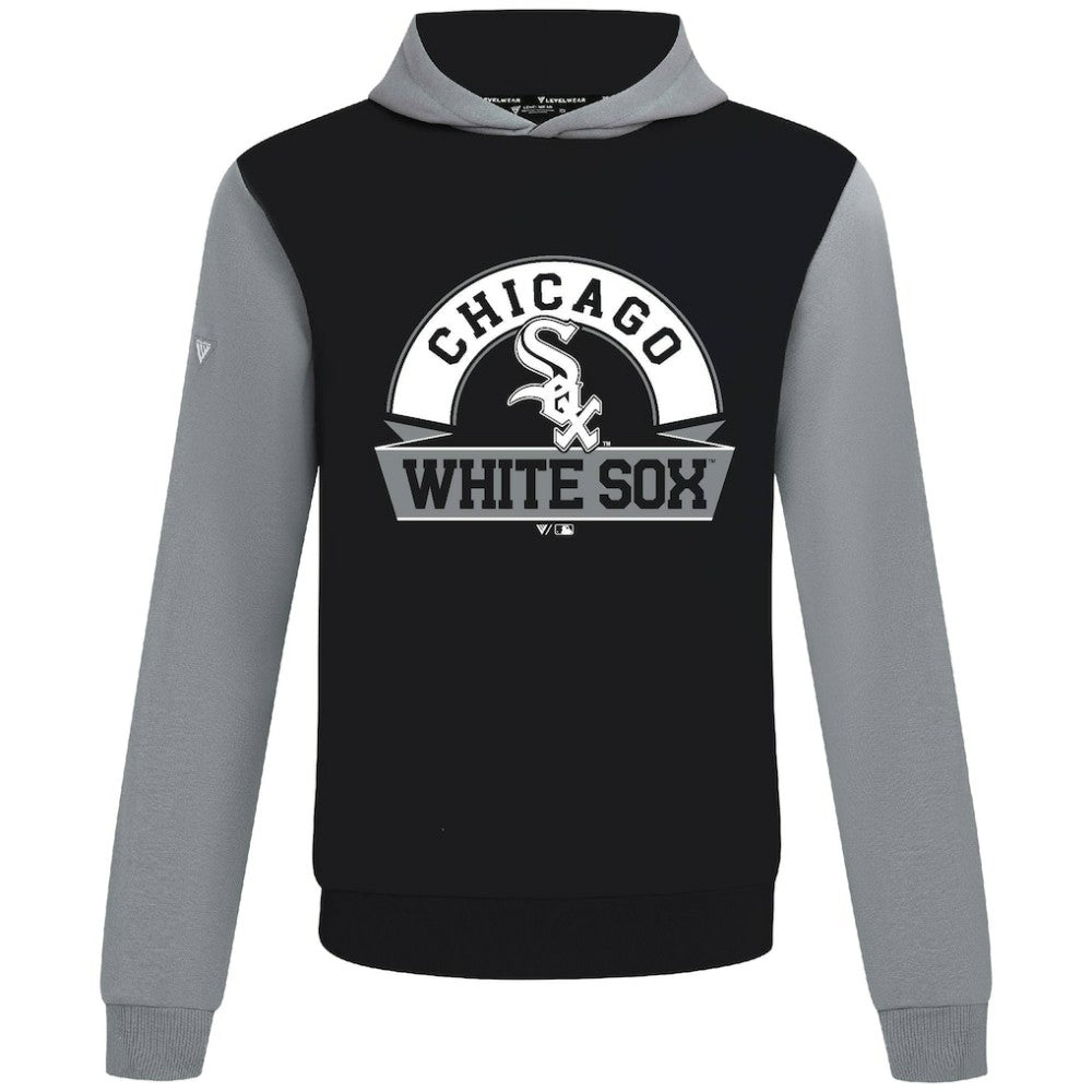 Chicago White Sox Levelwear Throwback Ultimate Banner Arch Hoodie - Black Hoodies