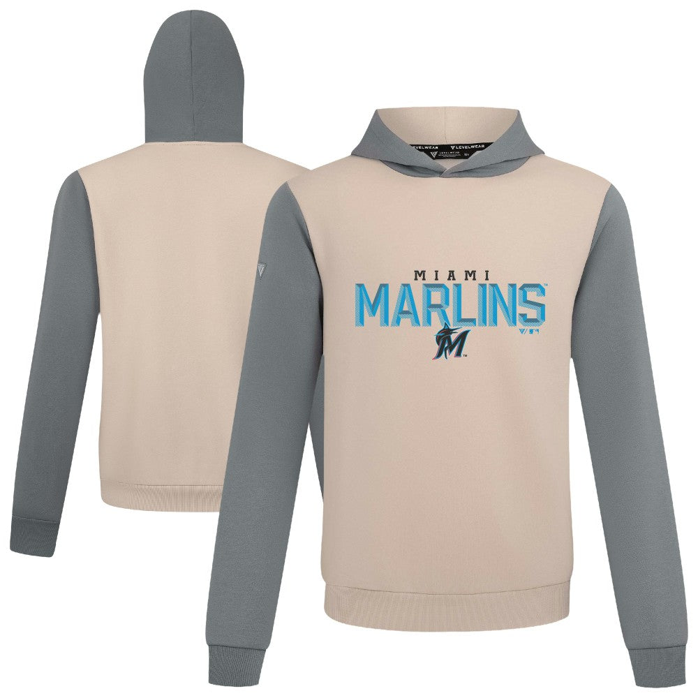 Miami Marlins Levelwear Throwback Carve Ultimate Hoodie - Sand Hoodies