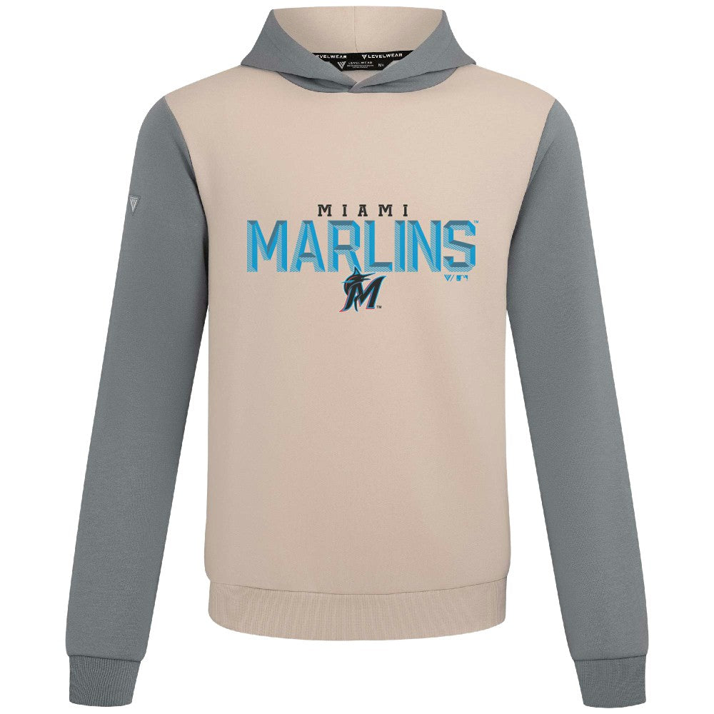 Miami Marlins Levelwear Throwback Carve Ultimate Hoodie - Sand Hoodies