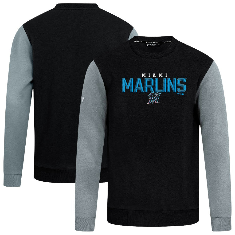 Miami Marlins Levelwear Throwback Ultimate Carve Sweatshirt - Black Sweatshirts