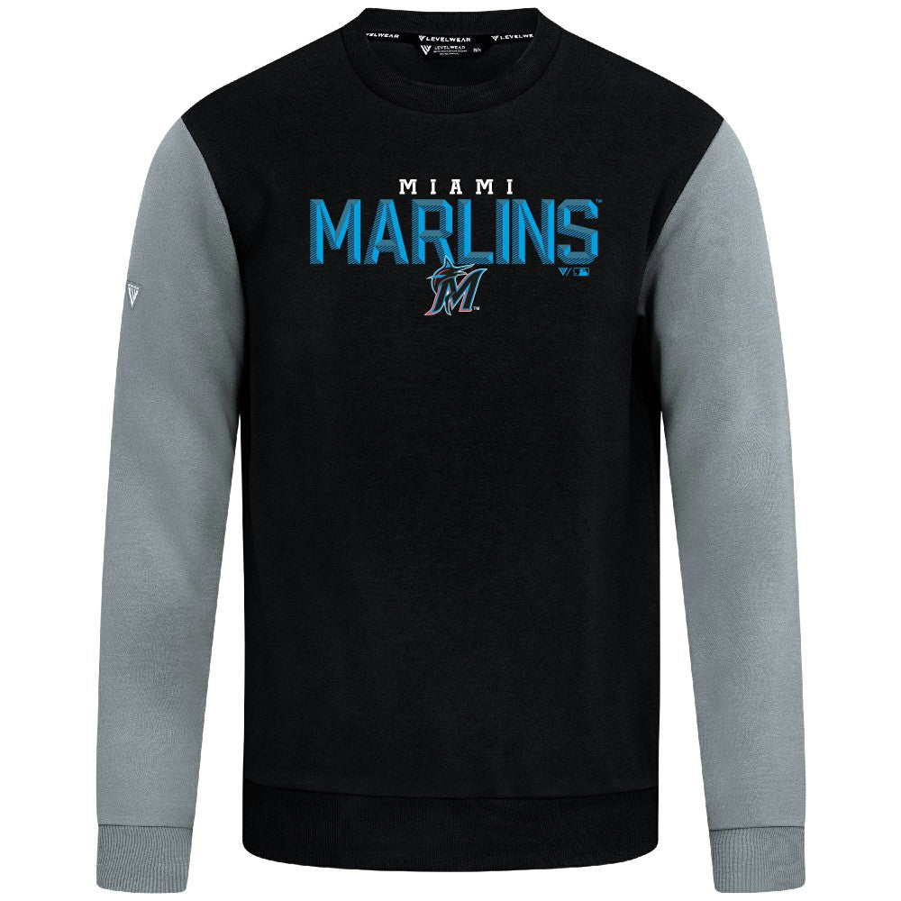 Miami Marlins Levelwear Throwback Ultimate Carve Sweatshirt - Black Sweatshirts