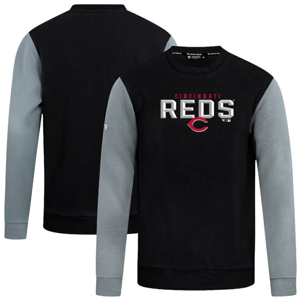 Cincinnati Reds Levelwear Throwback Ultimate Carve Sweatshirt - Black Sweatshirts