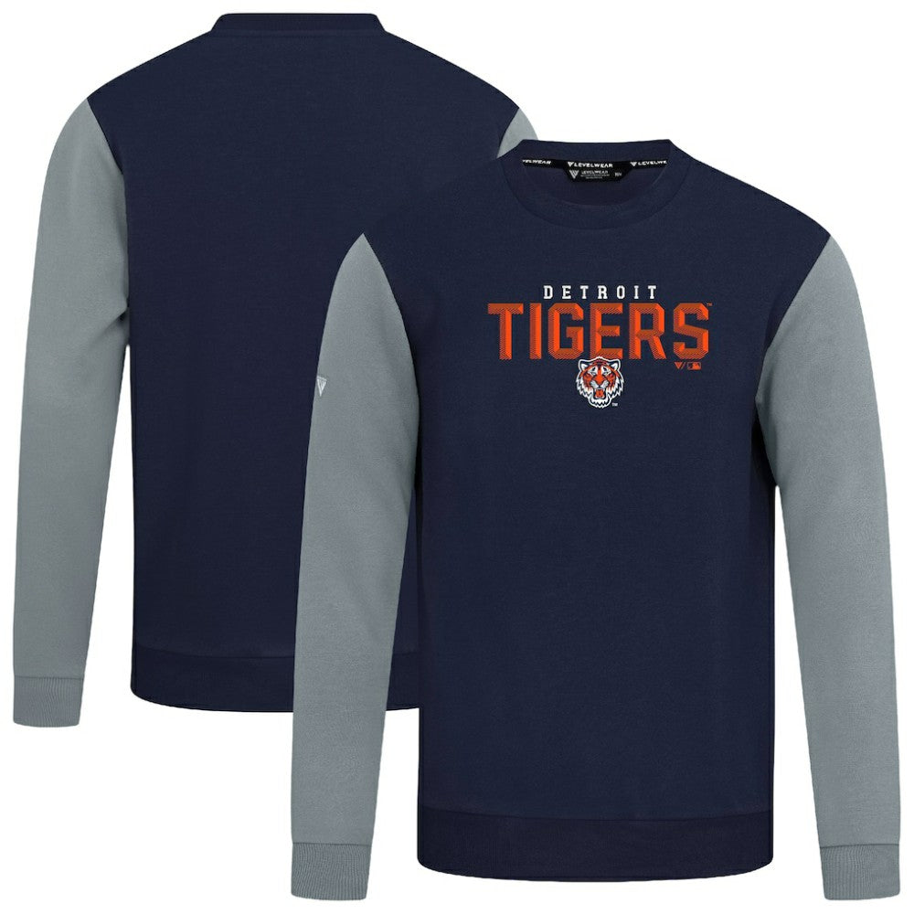 Detroit Tigers Levelwear Throwback Ultimate Carve Sweatshirt - Navy Sweatshirts