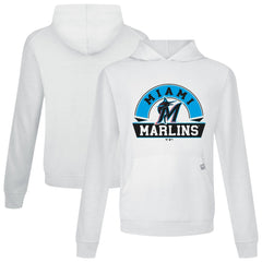 Miami Marlins Levelwear Relay Banner Arch Pullover Hoodie - White Hoodies