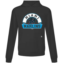 Miami Marlins Levelwear Relay Banner Arch Pullover Hoodie - Black Hoodies