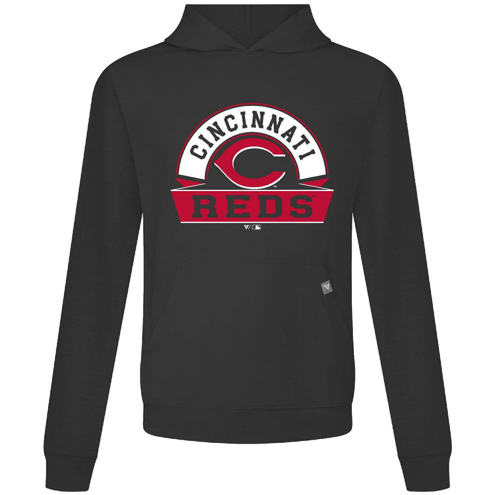 Cincinnati Reds Levelwear Relay Banner Arch Pullover Hoodie - Black Hoodies