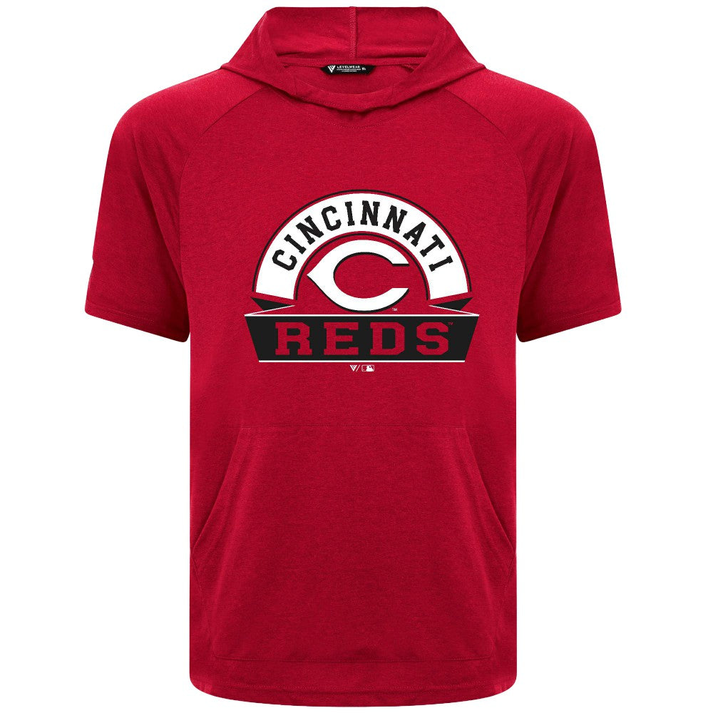Cincinnati Reds Levelwear Phase Banner Arch Hoodie T-Shirt - Red Hoodies