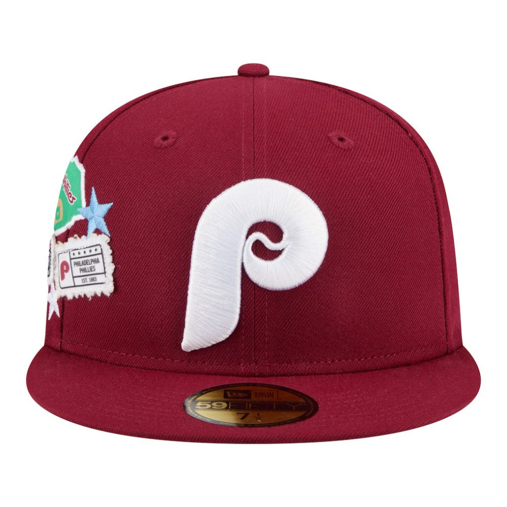 Philadelphia Phillies New Era City Patch 59FIFTY Fitted Hat - Burgundy Hats