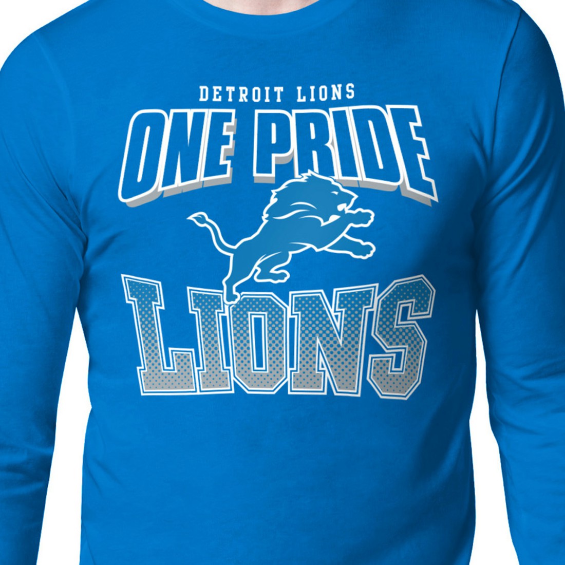 Detroit Lions Starter Comic Style Slogan Long Sleeve T-Shirt Blue