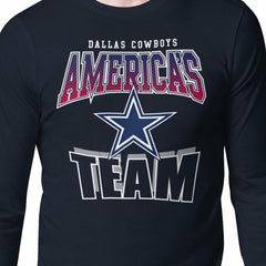Dallas Cowboys Starter Comic Style Slogan Long Sleeve T-Shirt Navy