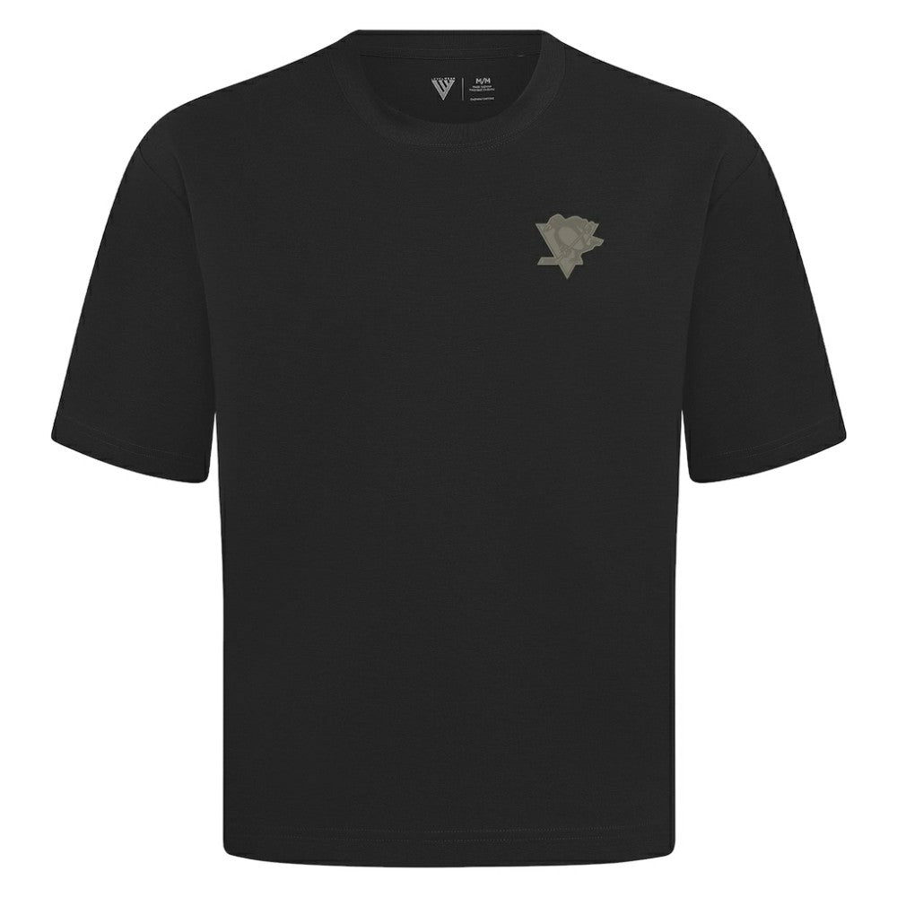 NHL Pittsburgh Penguins Levelwear Copper Oversized Luxe Signature Knit T-Shirt - Black