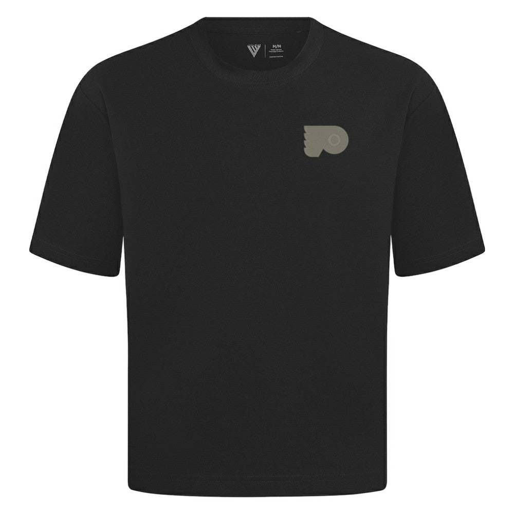 NHL Philadelphia Flyers Levelwear Copper Oversized Luxe Signature Knit T-Shirt - Black