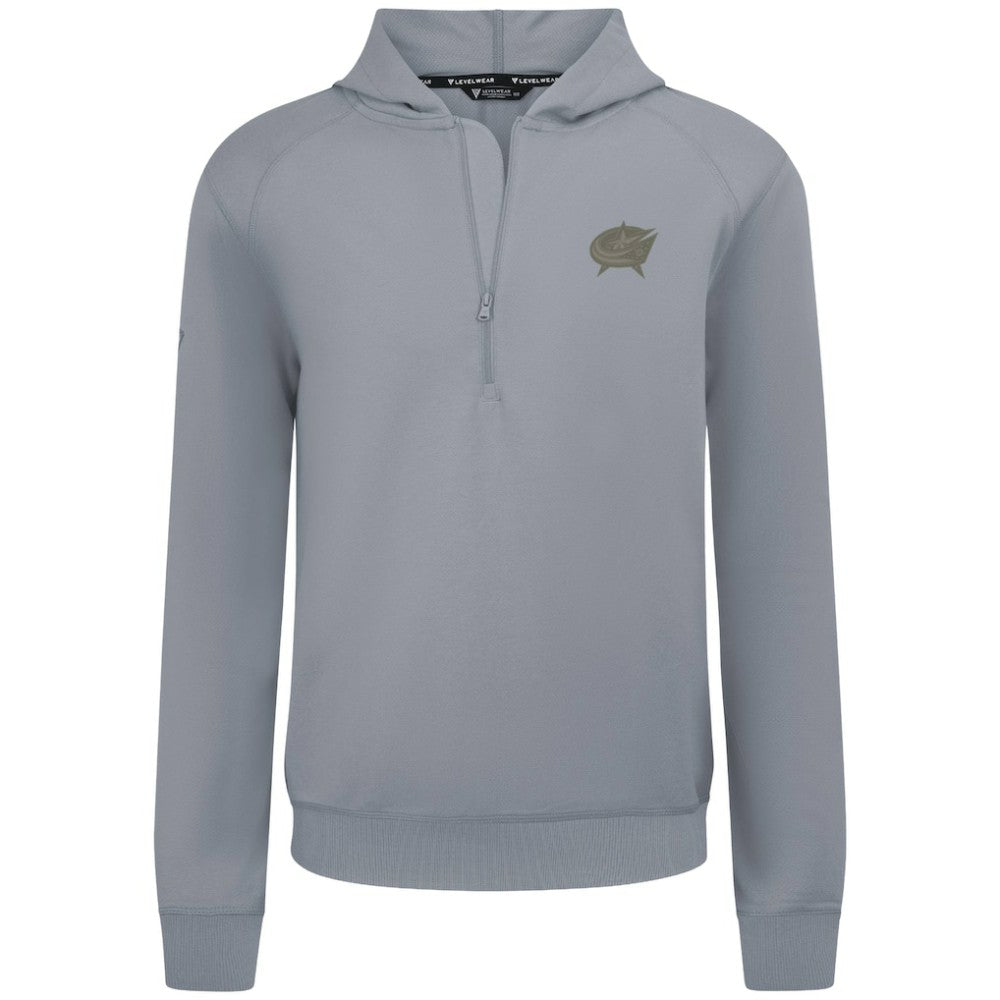 NHL Columbus Blue Jackets Levelwear Technic Quarter-Zip Pullover Hoodie - Gray