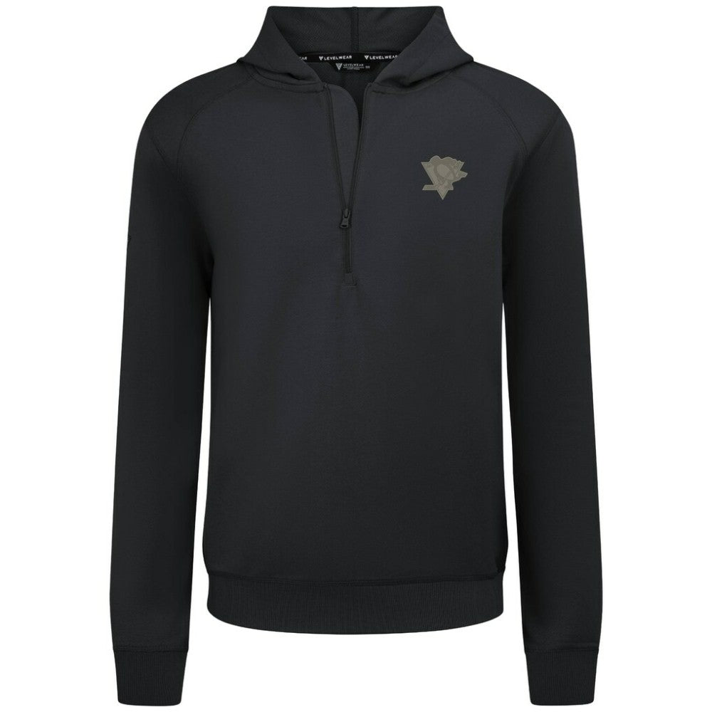 NHL Pittsburgh Penguins Levelwear Technic Quarter-Zip Pullover Hoodie - Black
