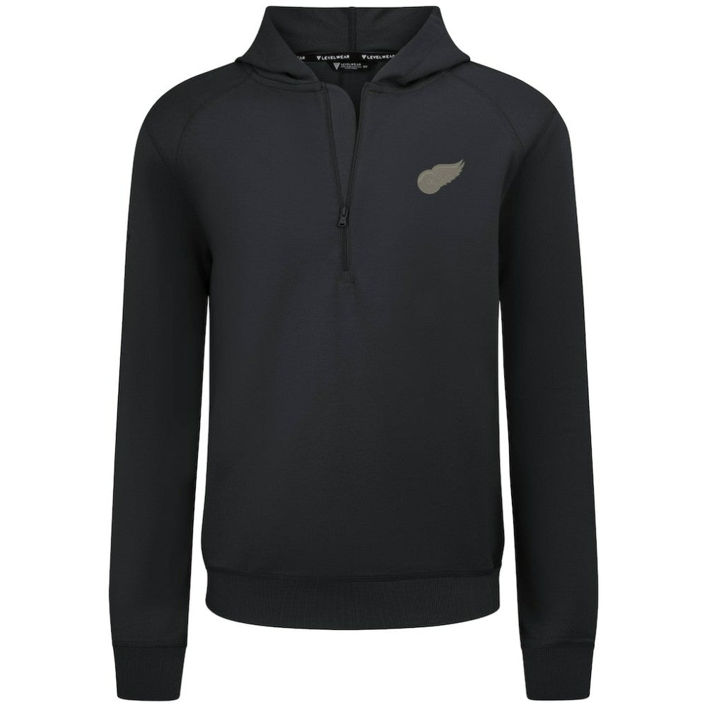 NHL Detroit Red Wings Levelwear Technic Quarter-Zip Pullover Hoodie - Black