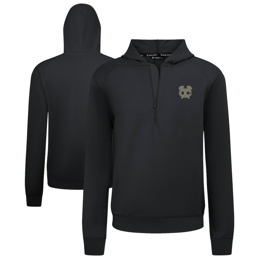 NHL Chicago Blackhawks Levelwear Technic Quarter-Zip Pullover Hoodie - Black