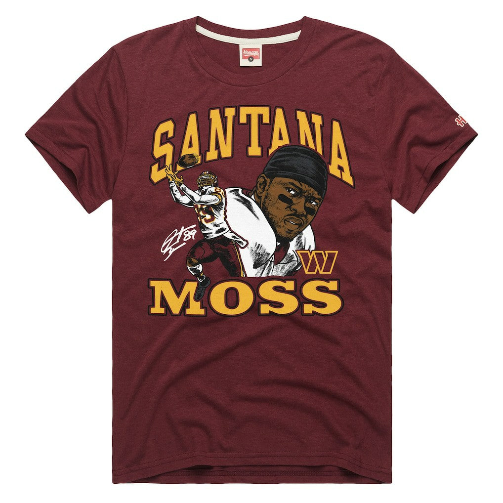 Santana Moss Washington Commanders Homage Unisex Retired Player Classic Caricature T-Shirt Burgundy